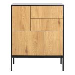 Seaford 3 Door 2 Drawer Sideboard in Black & Oak - Image 2