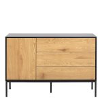 Seaford 1 Door 3 Drawer Small Sideboard in Black & Oak - Image 2