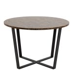 Amble Round Dining Table with Brown Marble Melamine Top & Black Legs - Image 2