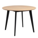 Roxby Round Dining Table in Oak & Black 105cm includes 4 Roxby Dining Chairs in Black and Oak - Image 2