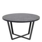 Amble Round Coffee Table with Black Marble Melamine Top & Black Legs - Image 2