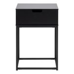 Mitra 1 Drawer Bedside Table in Black - Image 2