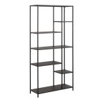 Newcastle Asymmetrical Bookcase with 6 Shelves in Matt Black - Image 3