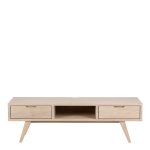 A-Line TV Unit with 2 Drawers in White Oak - Image 2