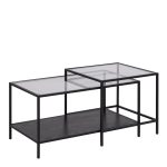 Seaford Black Metal Coffee Table Set with Glass Top - Image 3