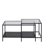 Seaford Black Metal Coffee Table Set with Glass Top - Image 2