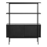 Angus Small Bookcase with 2 Sliding Doors in Black - Image 2