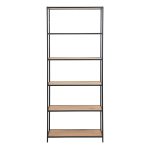 Seaford Tall Black Metal Bookcase with 5 Shelves in Oak - Image 2