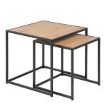 Seaford Black Metal Nest of Tables with Oak Top - Image 3