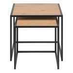Seaford Black Metal Nest of Tables with Oak Top - Image 2