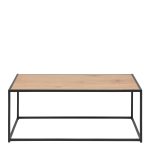 Seaford Black Metal Coffee Table with Oak Top - Image 2