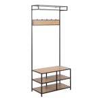 Seaford Clothes Rack with 3 Shelves in Black and Oak - Image 3