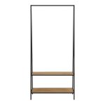 Seaford Black Metal Clothes Rack with 2 Oak Shelves - Image 2