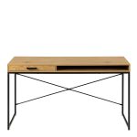 Seaford Office Desk with 1 Drawer in Black and Oak - Image 2