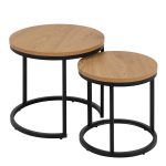 Spiro Round Nest of Tables in Oak - Image 3