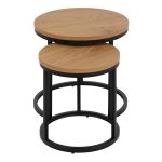 Spiro Round Nest of Tables in Oak - Image 2