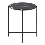 Avila Side Table with Black Polished Marble Stone 42x45cm - Image 2