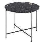Avila Side Table with Black Polished Marble Stone 52x40cm - Image 3