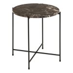 Avila Side Table with Brown Marble Top 42x45cm - Image 2
