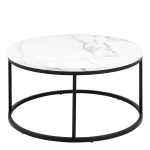 Spiro Coffee Table with White Marble Melamine Top & Black Legs - Image 2