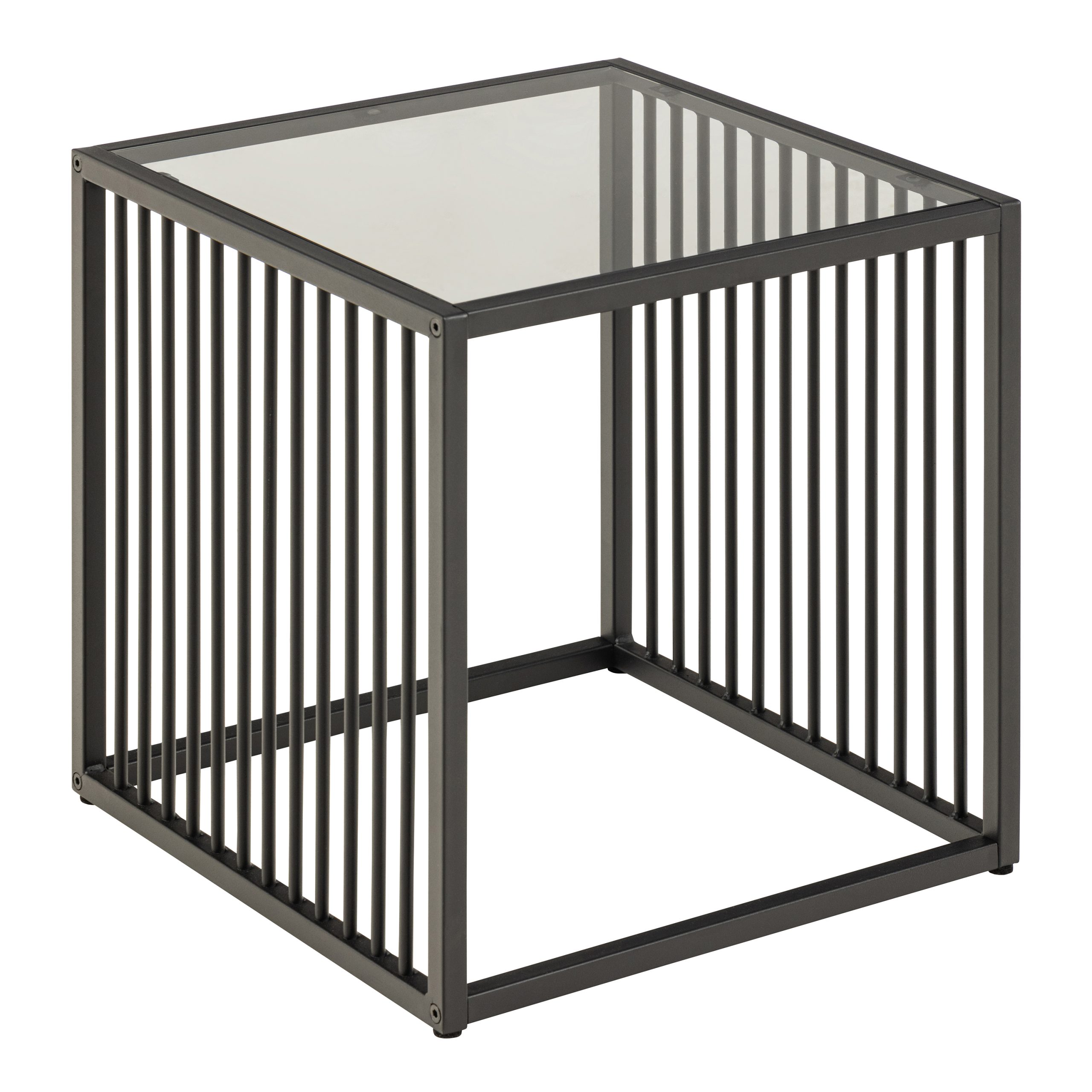 90A0000098879_1 Strington Side Table in Black with Glass Top - Image 1