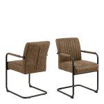 Adele Dining Chair in Light Brown Fabric Set of 2 - Image 3