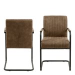 Adele Dining Chair in Light Brown Fabric Set of 2 - Image 2