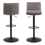 Flynn Swivel Bar Stool with Height Adjustable Function in Light Grey-Brown. - Image 2