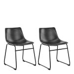 I_Oregon Dining Chair In Black with Cream Stitching, Set of 2. - Image 3