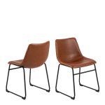 I_Oregon Dining Chair In Brown with Cream Stitching Set of 2 - Image 3
