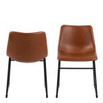 I_Oregon Dining Chair In Brown with Cream Stitching Set of 2 - Image 2