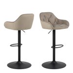 Brooke Swivel Bar Stool with Height Adjustable Function in Beige Set of 2 - Image 3