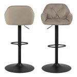 Brooke Swivel Bar Stool with Height Adjustable Function in Beige Set of 2 - Image 2