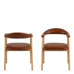 Addi Dining Chair With Armrest in PU Retro Brandy Set of 2 - Image 2