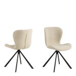 Batilda Swivel Dining Chairs in Cream Fabic Set of 2 - Image 3
