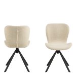 Batilda Swivel Dining Chairs in Cream Fabic Set of 2 - Image 2