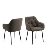 Brooke Dining Chair with Armrest in Taupe Set of 2 - Image 3