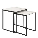 Katrine Square Coffee Table Set in Ceramic White
