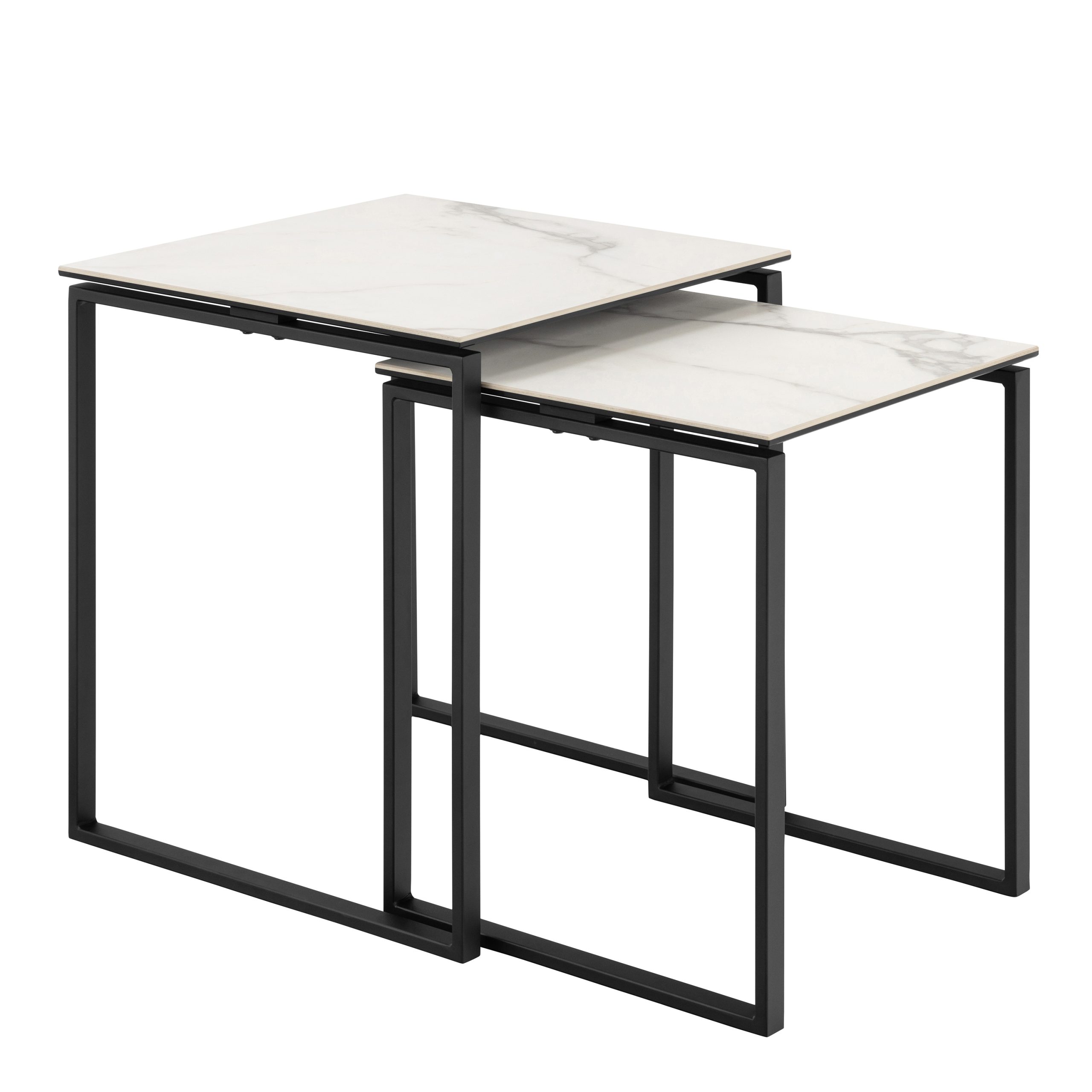 90A0000108768_1 Katrine Square Coffee Table Set in Ceramic White - Image 1