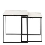 Katrine Square Coffee Table Set in Ceramic White - Image 2