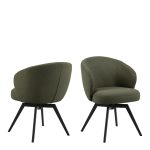 Darlene Dining Chair with Armrest and Swivel Function in Green
