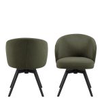 Darlene Dining Chair with Armrest and Swivel Function in Green - Image 2