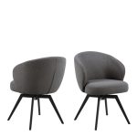 Darlene Dining Chair with Armrest and Swivel Function in Grey