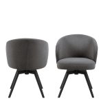 Darlene Dining Chair with Armrest and Swivel Function in Grey - Image 2
