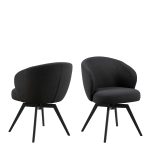 Darlene Dining Chair with Armrest and Swivel Function in Black