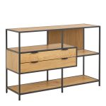Seaford Wide Oak Metal Bookcase 2 Drawers and 3 Shelves in Matt Wild Oak - Image 3