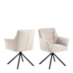 Alonso Swivel Cream Dining Chair with Armrest Set of 2 - Image 3