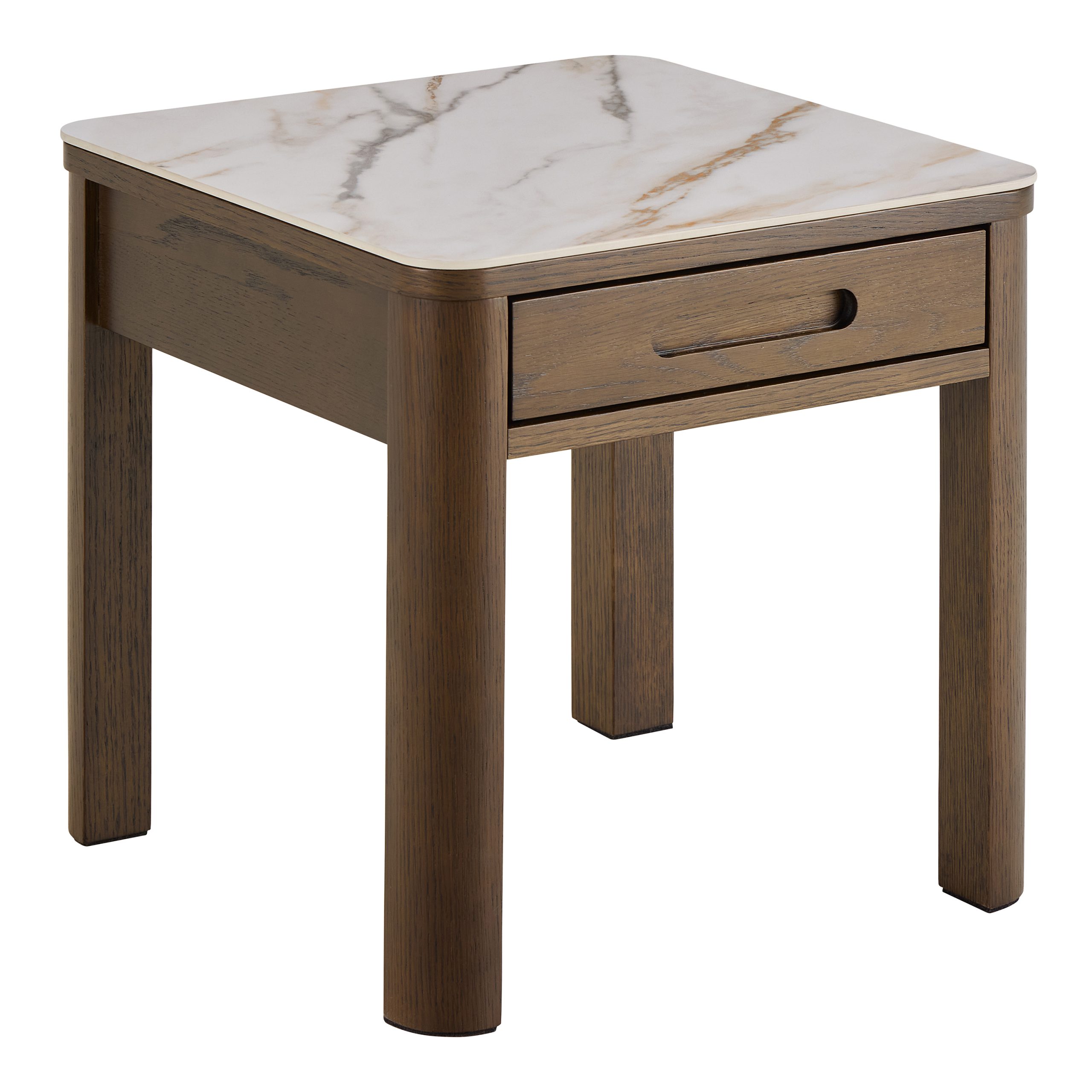 90A0000110788_1 Southampton Square Side Table 1 Drawer in Cream Ceramic - Image 1