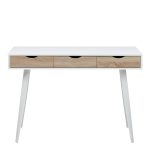 Neptun 3 Drawer Desk in White with 3 Oak Drawers - Image 2