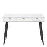 Neptun 3 Drawer Office Desk in White with Black Legs - Image 2